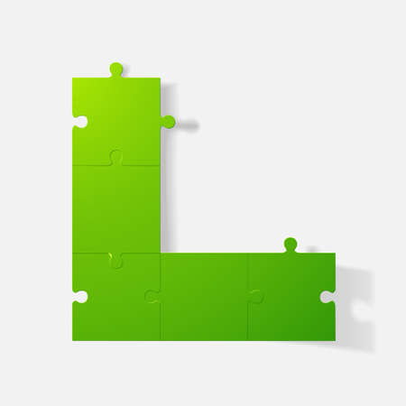 Paper clipped sticker: puzzle. Isolated illustration iconのイラスト素材