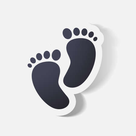 Paper clipped sticker: Footprint symbol. Isolated illustration iconのイラスト素材