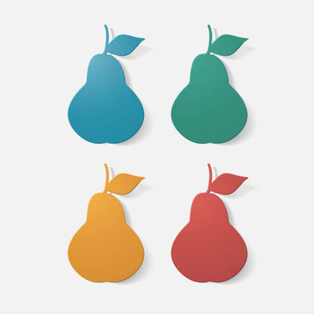 Paper clipped sticker: fruit, pear. Isolated illustration iconのイラスト素材