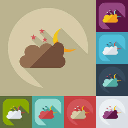 Flat modern design with shadow icons cloud moon starsのイラスト素材