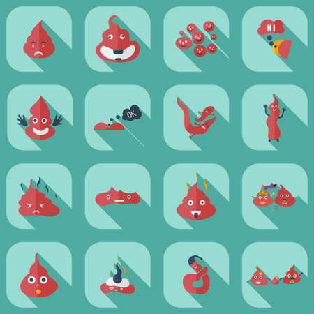 Flat concept, set modern design with shadow turd, faecesのイラスト素材