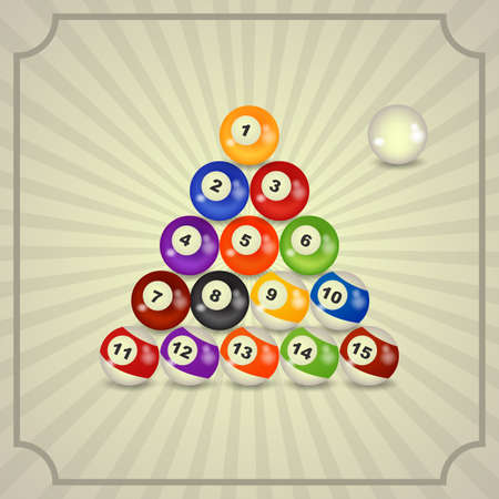 set of billiard balls, billiards, Americanのイラスト素材