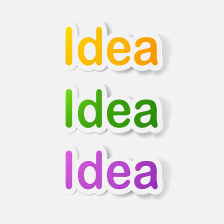 Paper clipped sticker: word idea. Isolated illustration iconのイラスト素材