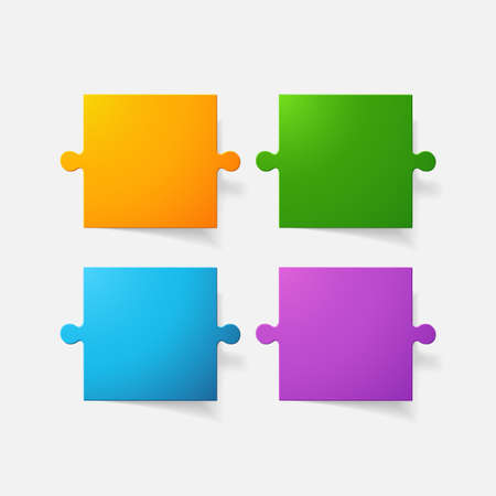 Paper clipped sticker: puzzle. Isolated illustration iconのイラスト素材
