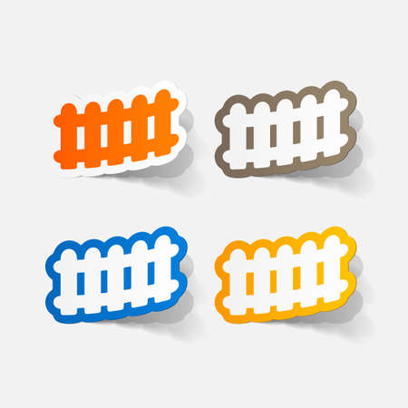 paper sticker: Wooden fence. Isolated illustration iconのイラスト素材