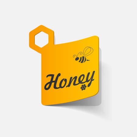 Realistic paper sticker: honey. Isolated illustration iconのイラスト素材