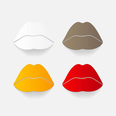Realistic paper sticker: Sexy Lips. Isolated illustration iconのイラスト素材