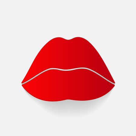 Realistic paper sticker: Sexy Lips. Isolated illustration iconのイラスト素材