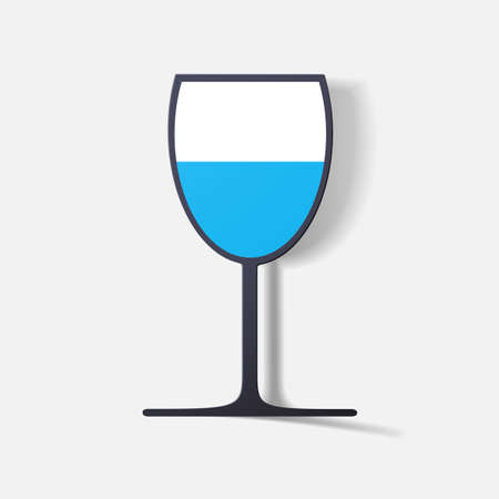 Paper clipped sticker: glass with liquid. Isolated illustration iconのイラスト素材