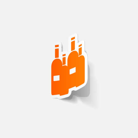 paper sticker: wine bottles. Isolated illustration iconのイラスト素材
