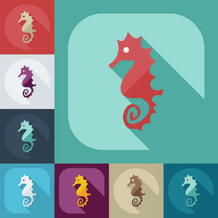 Flat modern design with shadow icons seahorsesのイラスト素材