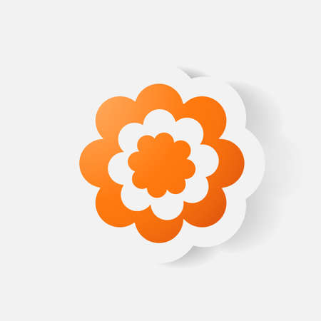 Realistic paper sticker: flowers. Isolated illustration iconのイラスト素材