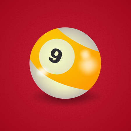 set of billiard balls, billiards, American ball number 9のイラスト素材