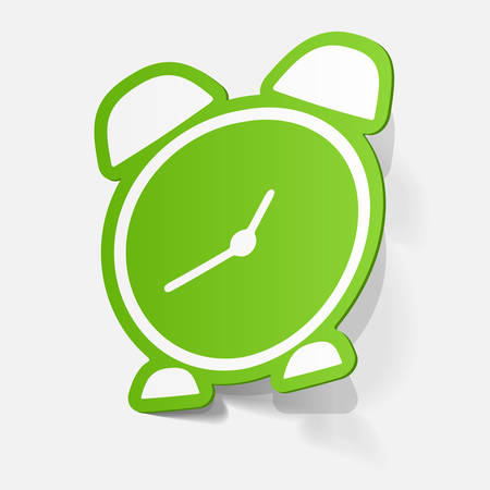 paper sticker: Alarm clock. Isolated illustration iconのイラスト素材