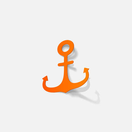 Realistic paper sticker: anchor. Isolated illustration iconのイラスト素材