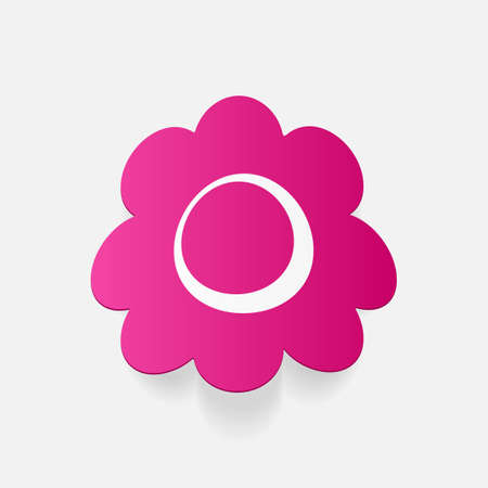Realistic paper sticker: flowers. Isolated illustration iconのイラスト素材