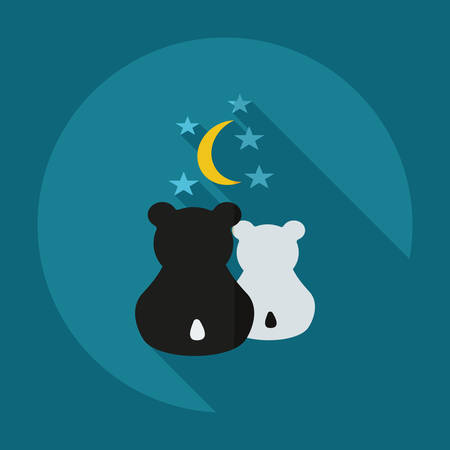 Flat modern design with shadow icons panda loveのイラスト素材