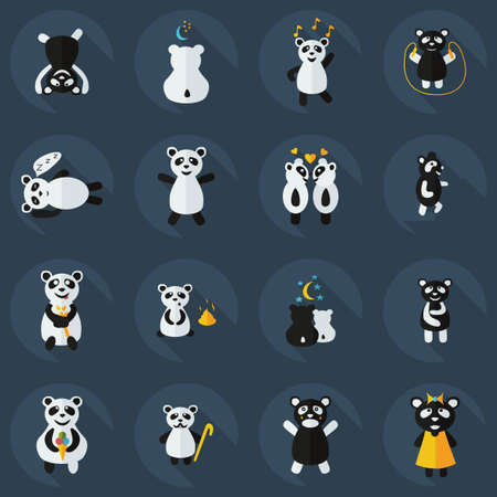 Flat concept, set modern design with shadow pandaのイラスト素材