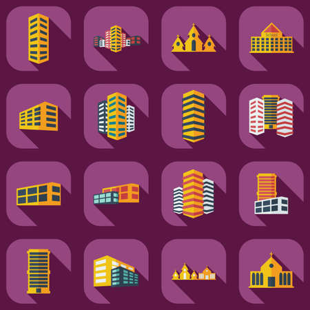 Flat concept, set modern design with shadow architectureのイラスト素材