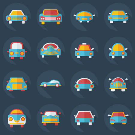 Flat concept, set modern design with shadow carのイラスト素材