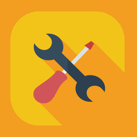 Flat modern design with shadow icons wrenchのイラスト素材