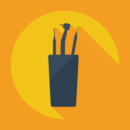 Flat modern design with shadow dentist toolのイラスト素材