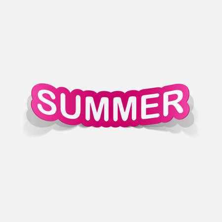 realistic paper sticker: summer. Isolated illustration iconのイラスト素材