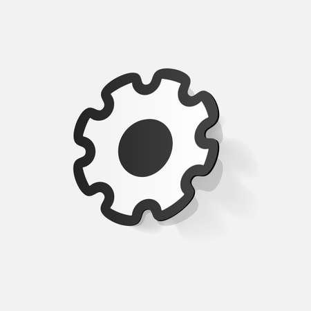 Paper clipped sticker: Manual pinion. Isolated illustration iconのイラスト素材