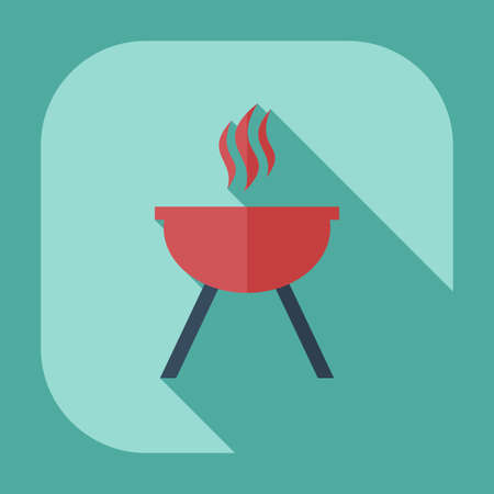 Flat modern design with shadow icons barbecueのイラスト素材