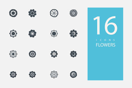 collection of icons in style flat gray color on  topic Flowersのイラスト素材