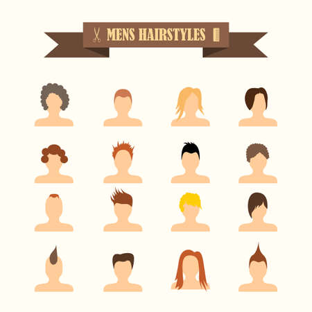 multicolored icons with tape on the topic men's hairstylesのイラスト素材
