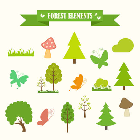 multicolored icons with tape on the topic forestのイラスト素材