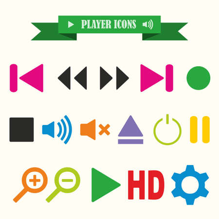 multicolored icons with tape on the topic playerのイラスト素材