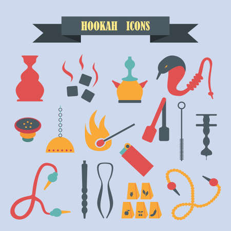 multicolored icons with tape on the topic hookahのイラスト素材