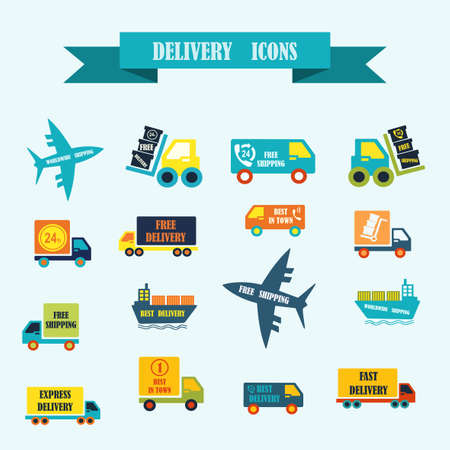 multicolored icons with tape on the topic deliveryのイラスト素材