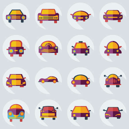 Flat concept, set modern design with shadow carのイラスト素材