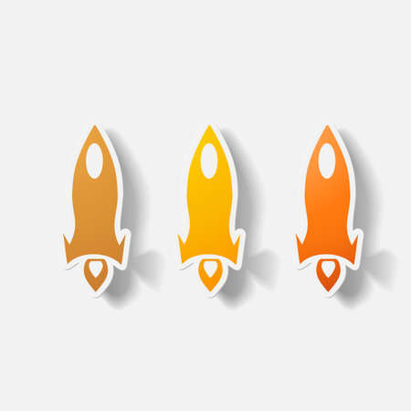 Paper clipped sticker: rocket. Isolated illustration iconのイラスト素材