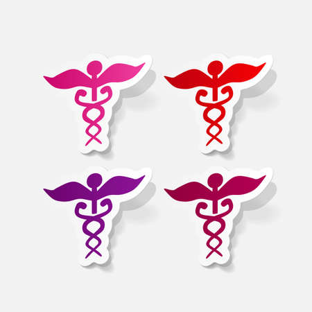 paper sticker: Wand of Hermes. Isolated illustration iconのイラスト素材