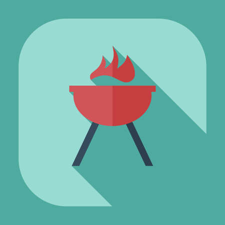 Flat modern design with shadow icons, barbecueのイラスト素材