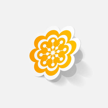 Realistic paper sticker: flowers. Isolated illustration iconのイラスト素材