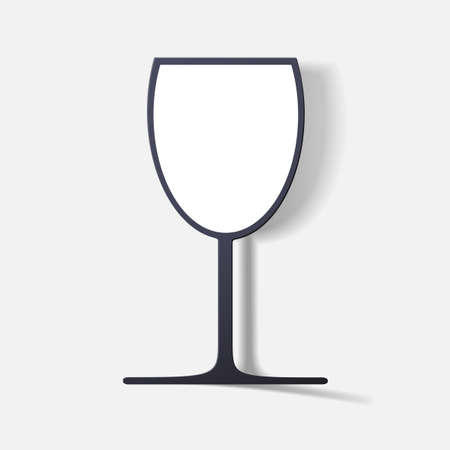 Paper clipped sticker: glass with liquid. Isolated illustration iconのイラスト素材