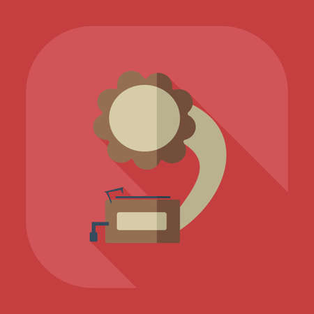 Flat modern design with shadow icon gramophoneのイラスト素材
