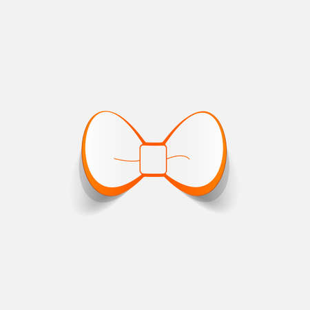 Realistic paper sticker: bow. Isolated illustration iconのイラスト素材
