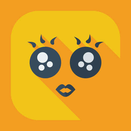 Flat modern design with shadow icons smiley eyelashesのイラスト素材