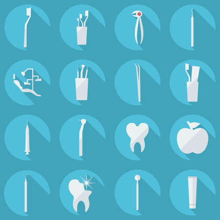 Flat concept, set modern design with shadow dentist toolsのイラスト素材