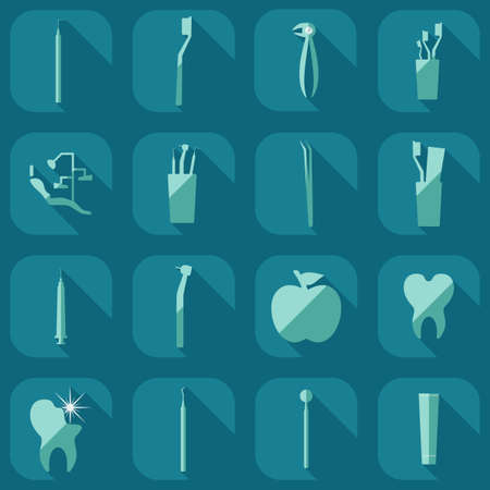 Flat concept, set modern design with shadow dentist toolsのイラスト素材