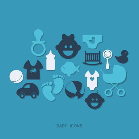Flat concept, set modern design babyのイラスト素材