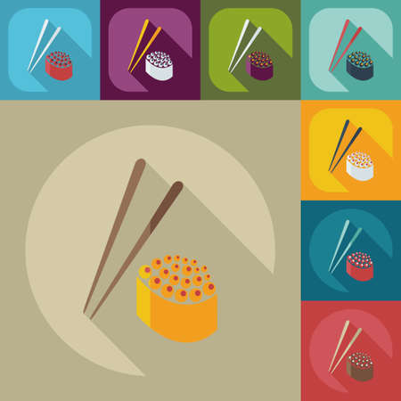 Flat modern design with shadow icons Japanese sushiのイラスト素材