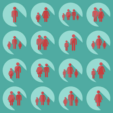 assembly set stick figures on family.のイラスト素材