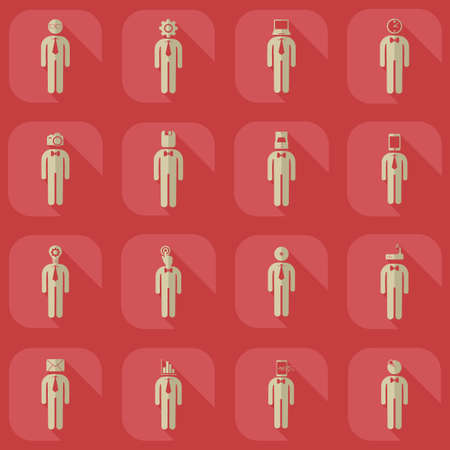 assembly of people silhouettes stick figureのイラスト素材